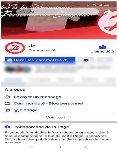 Figure 2. Page Je, expression publique