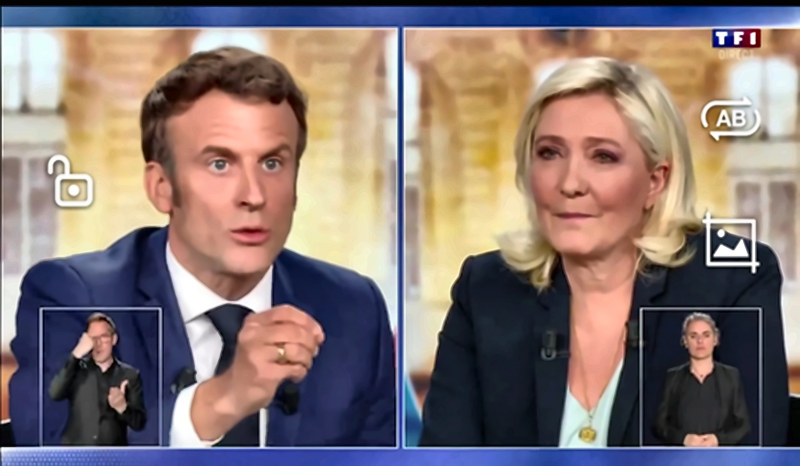 Figure 18. Marine Le Pen : regard fixe, bouche fermée et sourire contenu — 68 min 59 s