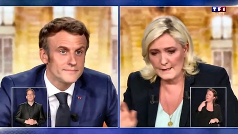 Figure 4. Emmanuel Macron : sourire de dépit et disqualification ironique — 62 min 56 s