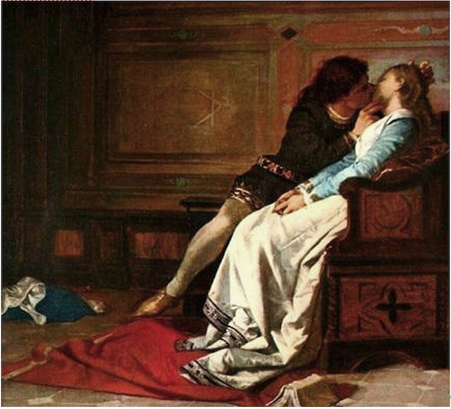 Tav. 8. Amos Cassioli, Paolo e Francesca (1870). Tec. Olio su tela. Soggetto ‘pittura di storia’, Ubicazione ignota.