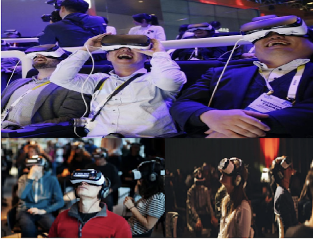 شكل 6 : يوضح الواقع الافتراضي وكيف يعطي للجمهور تجربة معايشة قصة الفيلم بأكثر إثارة وكأنه هو البطل نفسه في الفيلم