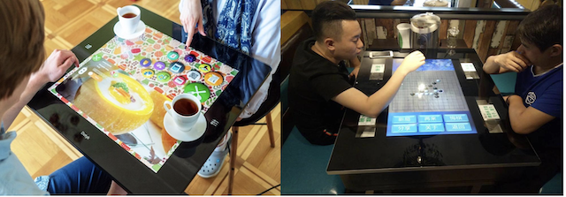 شكل 7 : فكرة الطاولة التفاعلية في المطاعم، والتي يمكن من خلالها اختيار الوجبات والمشروبات المطلوبة وحتى مشاهدة طريقة إعداد الطبق، إلى جانب الاستخدامات في مجال التثقيف والفن.