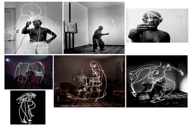 شكل 10 : نماذج فنية للفنان بيكاسو المعروفة باسم « رسومات بيكاسو الضوئية