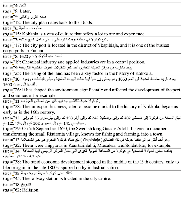 Figure 2. Sentence Misalignment of an English-Arabic Parallel Corpus